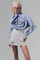 Blue Shift-Collar Stripe Shirt for women, from Keira Tong, The Viet Concept 