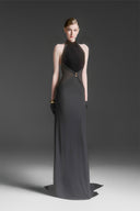Xantheir Gold-Embellished Halter Velvet Mermaid Gown for women, from MAISON DES COPAINS, The Viet Concept
