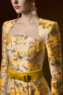 Metallic Jacquard Trapeze Neck Column Evening Gown for women, from IHF ATELIER, The Viet Concept