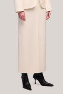 Cream Tran Straight Tube Taffeta Midi Skirt for women, from TINH, The Viet Concept 