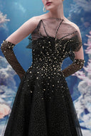 Delmare Crystal Pearl Glitter Tulle Gown & Lanae Gloves Set for women, from 21SIX, The Viet Concept