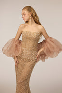 21SIX • Ravena Crystal-Embellished Strapless Tulle Corset Gown
