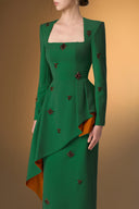IHF ATELIER • Crepe & Agate Silk Trapeze-Neck Draped Column Gown