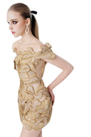 MR CRAZY & LADY SEXY • Sculpted Radiance Off-Shoulder Embroidered Couture Gown