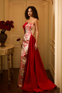 Aurélia Metallic Jacquard Asymmetric Bustier Column Gown for women, from IHF ATELIER, The Viet Concept 