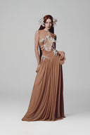 Brown Desdemona Maxi Dress for women, from La Vierge, The Viet Concept 