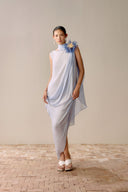 LECIA • Celeste Silk Chiffon Cape Evening Gown