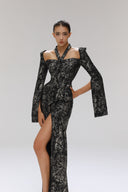 Reminiscence Gilded Tweed Halter Neck Full-Length Dress for women, from SORAMAME, The Viet Concept
