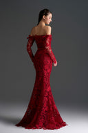 IHF STUDIO • Roselle Floral Garden Lace Off-Shoulder Mermaid Dress