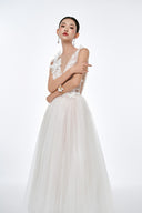 JOSÉPHINE •  Chantoria Floral Plunge Tulle Ball Gown - The Viet Concept