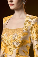 Aurélisse Gold Metallic Jacquard Trapeze Ballgown Dress for women, from IHF ATELIER, The Viet Concept