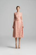 Éloria Floral Lace Long Sleeve A-Line Dress With Bow Belt for women, from IHF STUDIO, The Viet Concept 