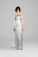 Asymmetric Sleeve Metallic Dress for women, from GVLUX, The Viet Concept 