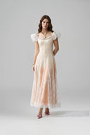 Vesta Ombre Lace Puff Sleeve Midi Dress for women, from LINH PHUNG, The Viet Concept