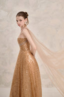 Solasta Hand-Embroidered Sequin A-Line Maxi Dress for women, from LINH PHUNG, The Viet Concept