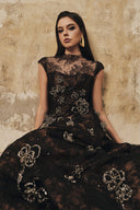L' SCARLETT • 3D Crystal Floral Sequin Lace A-Line Maxi Dress