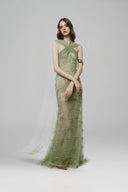 Sabrina Crystal Beaded Halter Cape Evening Gown for women, from LINH PHUNG, The Viet Concept