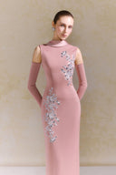 Dahlia Silk Collar Sequin Accent Jersey Dress for women, from ARTI, The Viet Concept 
