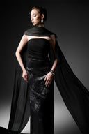 GVLUX • Étoile Marée Sequin Cape Gown