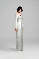 Asymmetric Sleeve Metallic Dress for women, from GVLUX, The Viet Concept 