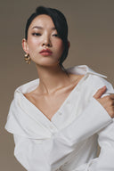 Selena Layered Collar V-Neck Tailored Shirt for women, from KEIRA TONG, The Viet Concept 