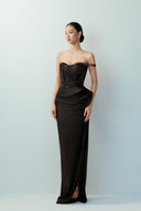 BYDI • Vela Lace Bodice Silk Maxi Evening Gown