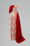 Aurélia Metallic Jacquard Asymmetric Bustier Column Gown for women, from IHF ATELIER, The Viet Concept 