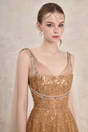 Solasta Hand-Embroidered Sequin A-Line Maxi Dress for women, from LINH PHUNG, The Viet Concept