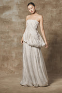 Serene Lucent White Draped Chiffon Maxi Dress for women, from BYDI, The Viet Concept