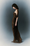 HA THANH VIET • Sedley Brown Draped Stretch Jersey Gown