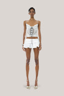 White Lenja Mini Skirt for women, from Huelley Rose, The Viet Concept 