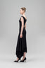 MAISON DES COPAINS • Black Amarae Mermaid V-Neck Crepe Calf Length Dress