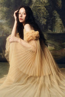 LINH PHUNG • Heliora Crystal-Embellished Pleated Tulle Midi A-Line Dress