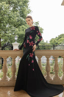 Claire Lily Bloom Crystal Embellished Mermaid Crepe Gown for women, from 21SIX, The Viet Concept