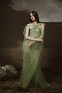 Sabrina Crystal Beaded Halter Cape Evening Gown for women, from LINH PHUNG, The Viet Concept