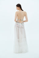 LA VIERGE • Mariposa Appliqué Tulle & Lace Maxi Gown