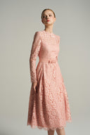 Éloria Floral Lace Long Sleeve A-Line Dress With Bow Belta for women, from IHF STUDIO, The Viet Concept 