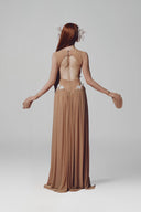 Brown Desdemona Maxi Dress for women, from La Vierge, The Viet Concept 