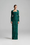 Trapeze Neck Blooming Rose Lace Column Gown for women, from IHF ATELIER, The Viet Concept 