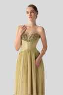 Opal Hand-Beaded Mesh Draped Evening Gown for women, from DANG PHONG DESIGNER, The Viet Concept