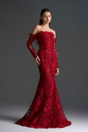 IHF STUDIO • Roselle Floral Garden Lace Off-Shoulder Mermaid Dress