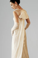 White Merrily Silk And Lace Layered Maxi Dress  for women, from HUONG, The Viet Concept 
