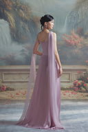 LINH PHUNG • Amethyst Asymmetric Floral Lace Corset Evening Gown