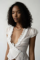 Namy Sheer Ruffle Puff-Sleeve Tie Top for women, from HUELLEY HUELLEY, The Viet Concept