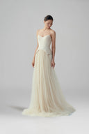 BYDI • Mira Sculpted Mesh Ball Gown in Snow White