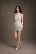 KEIRA TONG • Gardenia Avocado Green 3D Floral Lace Sculptural Dress