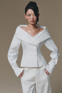 Selena Layered Collar V-Neck Tailored Shirt for women, from KEIRA TONG, The Viet Concept 