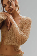 Mocha Miriam Set with Top & Maxi Skirt for women, from La Vierge, The Viet Concept 