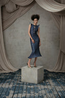 Cera Verdigris Sculpted Mesh Dress for women, from MOC NHU, The Viet Concept