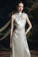 Demi Draped Halterneck Satin Scarf Maxi Gown for women, from HOBB, The Viet Concept 